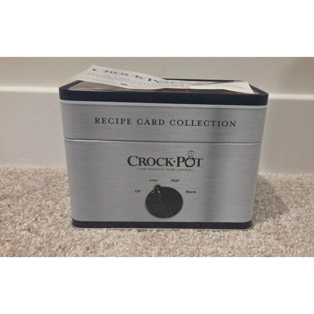 Crock pot recipe card collection tin box set